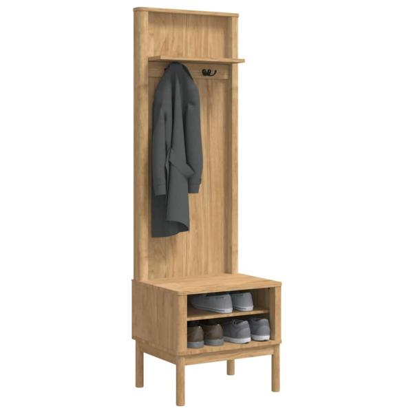 Flurschrank FLORO Wachsbraun 50 x 40 x 158 cm Massivholz Kiefer
