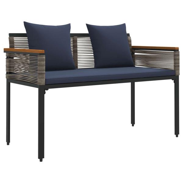 Gartenmöbel Set mit Kissen 4 pcs Grau und Marineblau PE-Rattan