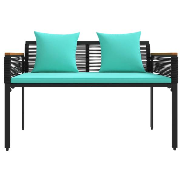 Gartenmöbel Set mit Kissen 4 pcs Schwarz und Türkis PE-Rattan