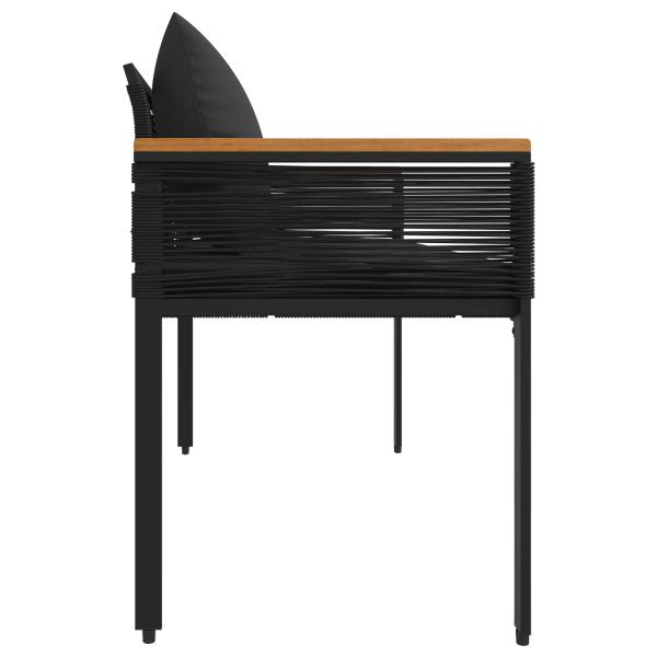 Bank Outdoor mit Kissen Schwarz 117 x 54 x 74,5 cm Poly-Rattan