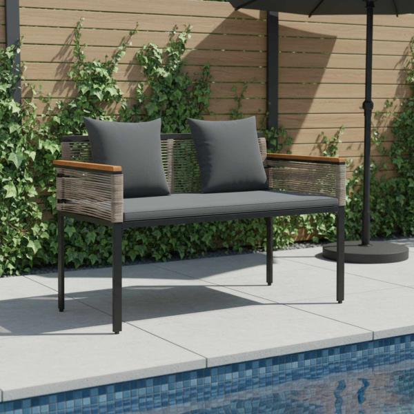 ARDEBO.de - Bank Outdoor Grau und Dunkelgrau 117 x 54 x 74,5 cm Poly-Rattan