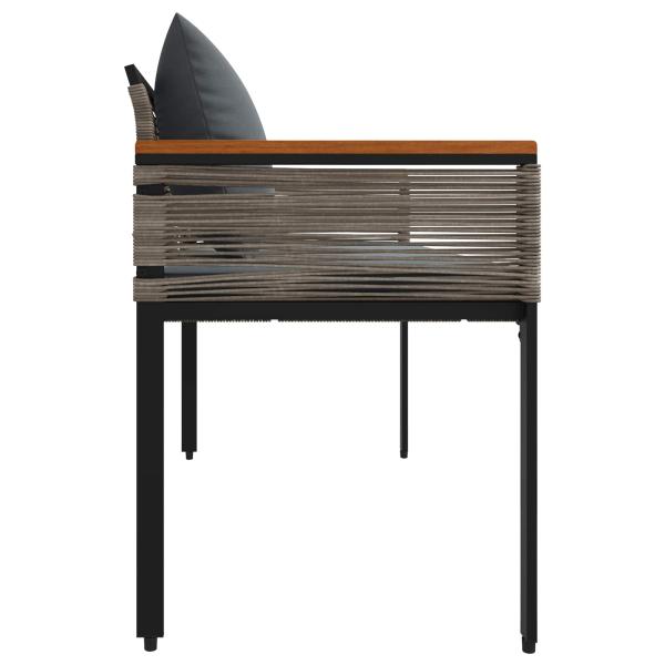 Bank Outdoor Grau und Dunkelgrau 117 x 54 x 74,5 cm Poly-Rattan