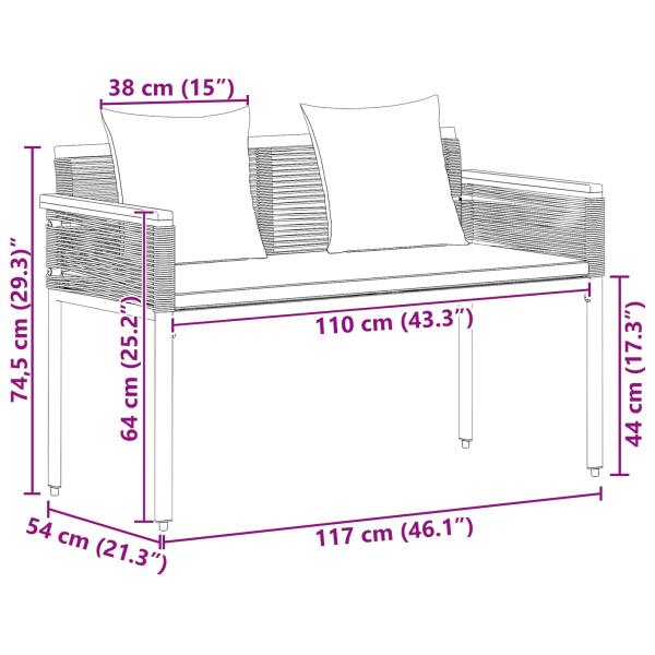 Bank Outdoor Grau und Dunkelgrau 117 x 54 x 74,5 cm Poly-Rattan