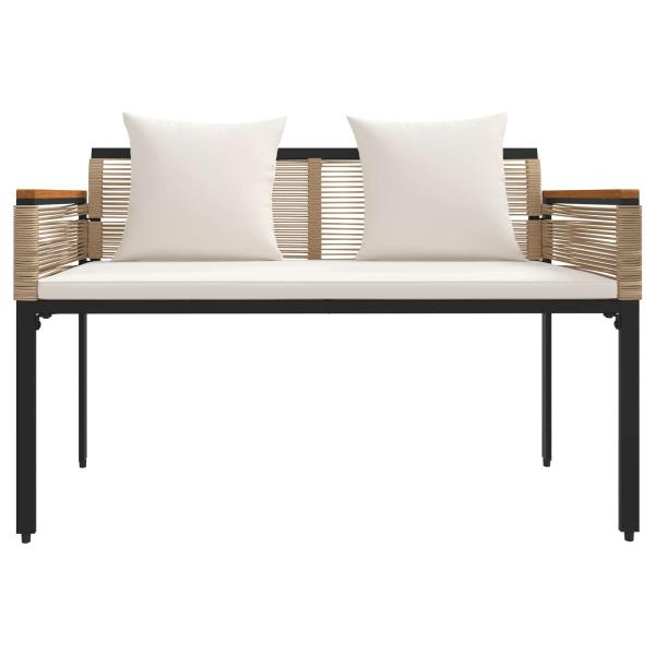 Bank Outdoor Beige und Cremeweiß 117 x 54 x 74,5 cm Poly-Rattan