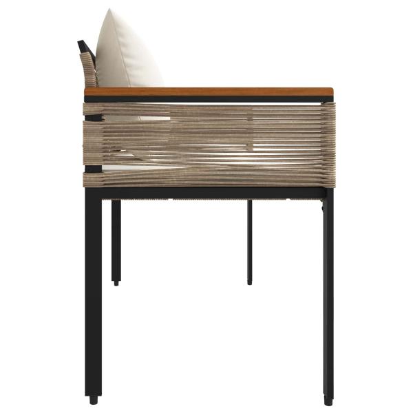 Bank Outdoor Beige und Cremeweiß 117 x 54 x 74,5 cm Poly-Rattan