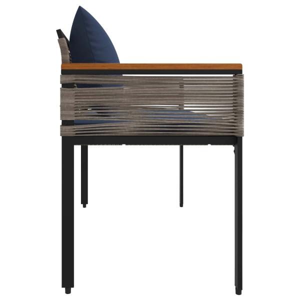 Bank Outdoor Grau und Marineblau 117 x 54 x 74,5 cm Poly-Rattan