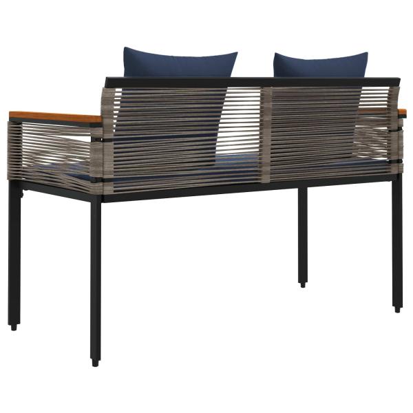 Bank Outdoor Grau und Marineblau 117 x 54 x 74,5 cm Poly-Rattan