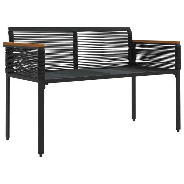 Bank Outdoor Schwarz und Türkis 117 x 54 x 74,5 cm Poly-Rattan