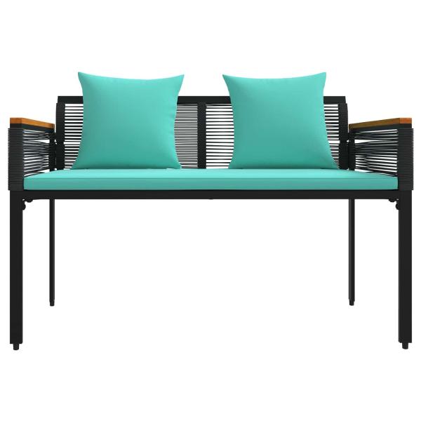 Bank Outdoor Schwarz und Türkis 117 x 54 x 74,5 cm Poly-Rattan