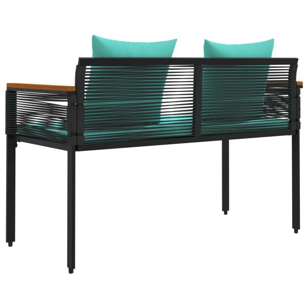 Bank Outdoor Schwarz und Türkis 117 x 54 x 74,5 cm Poly-Rattan
