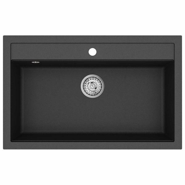 Waschbecken Schwarz 795 x 505 mm 80% Quarz und 20% Harz