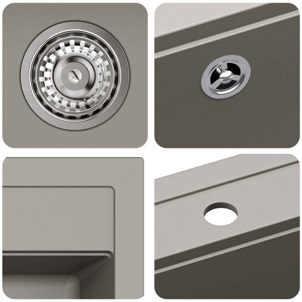 Waschbecken Grau 795 x 505 mm 80% Quarz und 20% Harz