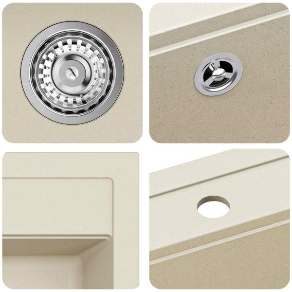 Waschbecken Beige 795 x 505 mm 80% Quarz und 20% Harz