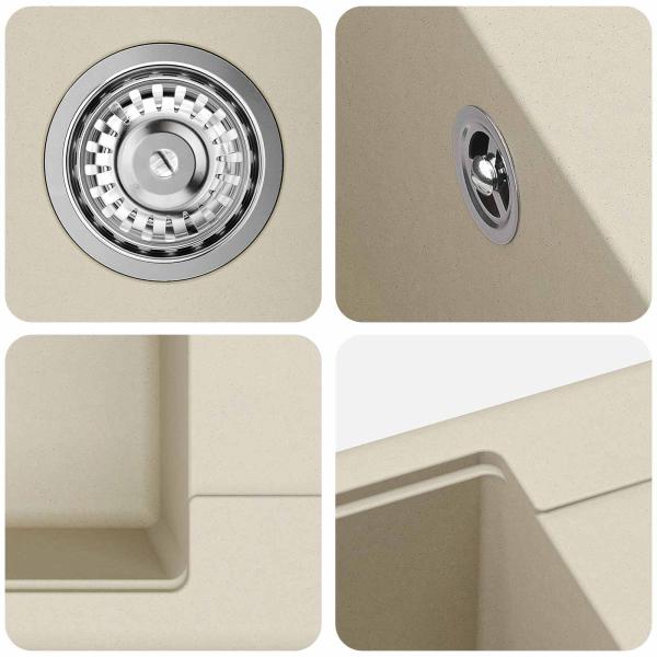 Waschbecken Beige 670 x 460 mm 80% Quarz und 20% Harz