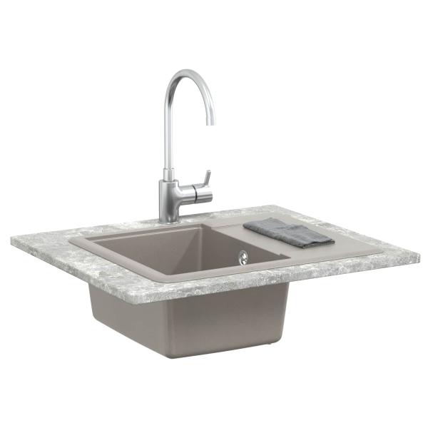 Waschbecken Grau 560 x 460 mm 80% Quarz und 20% Harz
