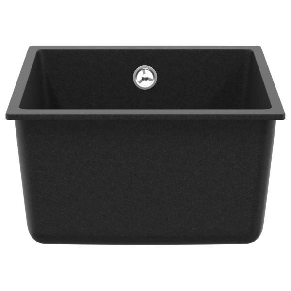 Waschbecken Schwarz 370 x 460 mm 80% Quarz und 20% Harz