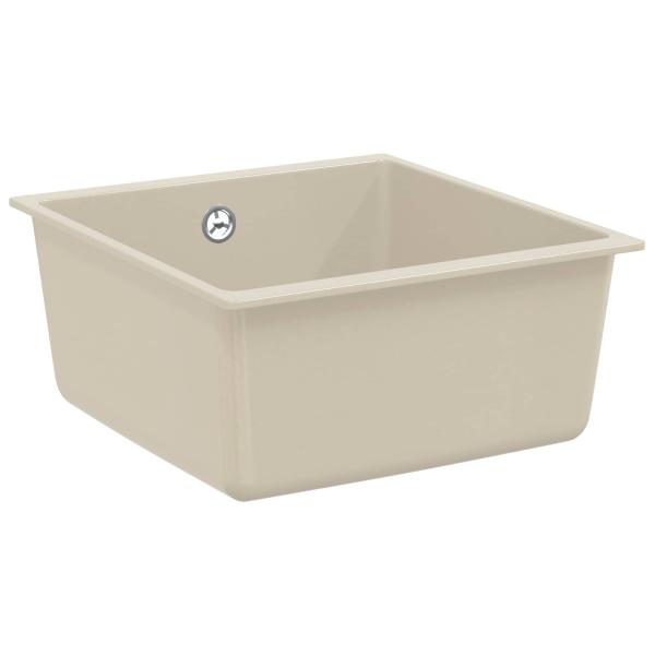 ARDEBO.de - Waschbecken Beige 430 x 460 mm 80% Quarz und 20% Harz