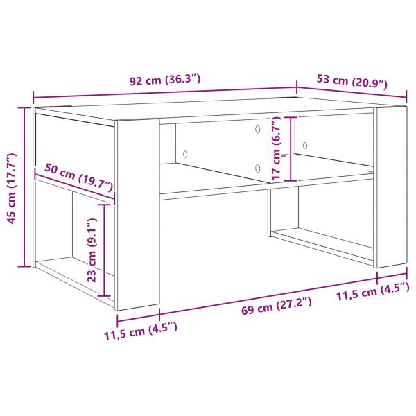 Couchtisch Artisan-Eiche 92 x 53 x 45 cm Holzwerkstoff