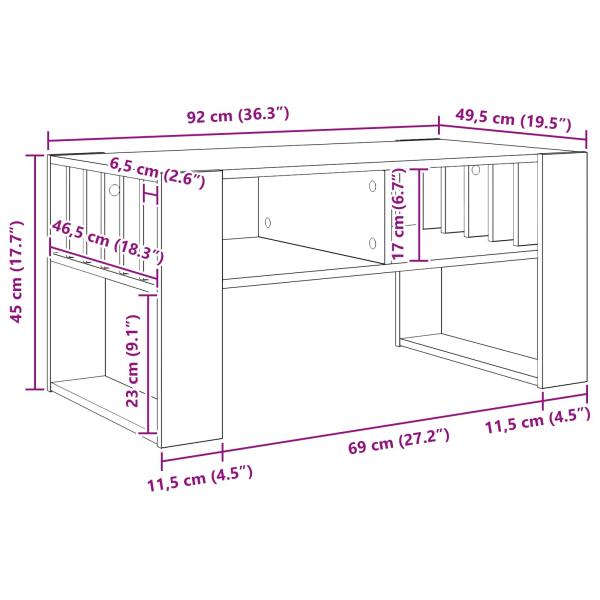 Couchtisch Altholz 92 x 49,5 x 45 cm Holzwerkstoff