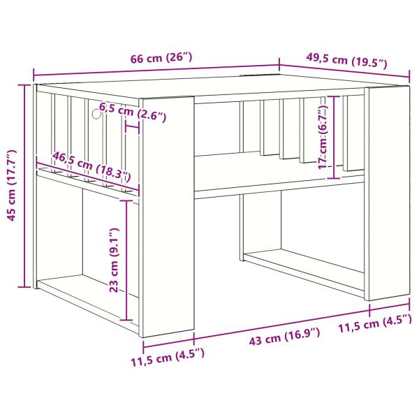 Couchtisch Schwarz Eichen-Optik 66 x 49,5 x 45 cm Holzwerkstoff