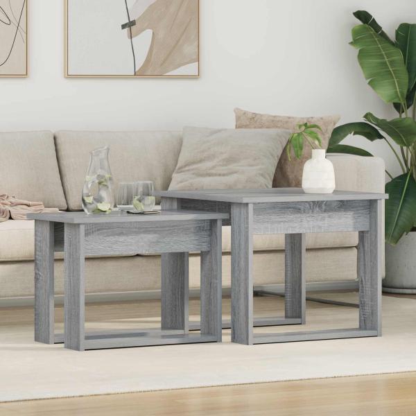 ARDEBO.de - Kaffeetisch Set 2 pcs Graues Sonoma Holzwerkstoff