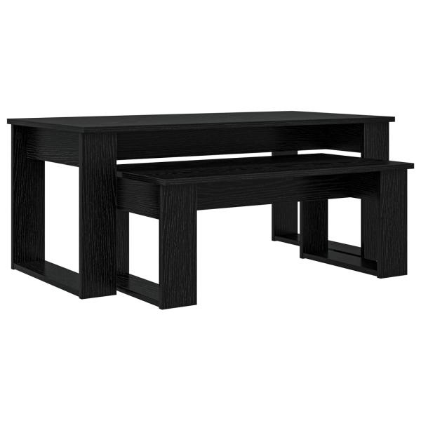 Kaffeetisch Set 2 pcs Schwarz Eichen-Optik Holzwerkstoff