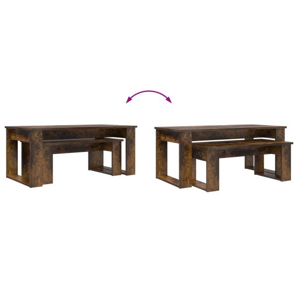 Kaffeetisch Set 2 pcs Geräucherte Eiche Holzwerkstoff