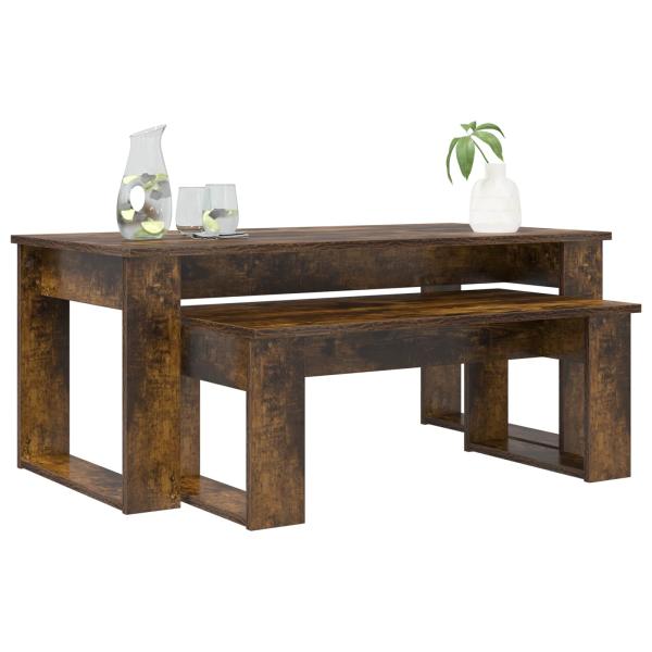 Kaffeetisch Set 2 pcs Geräucherte Eiche Holzwerkstoff