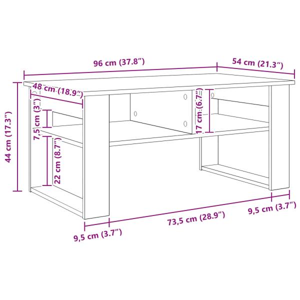 Couchtisch Graues Sonoma 96 x 54 x 44 cm Holzwerkstoff