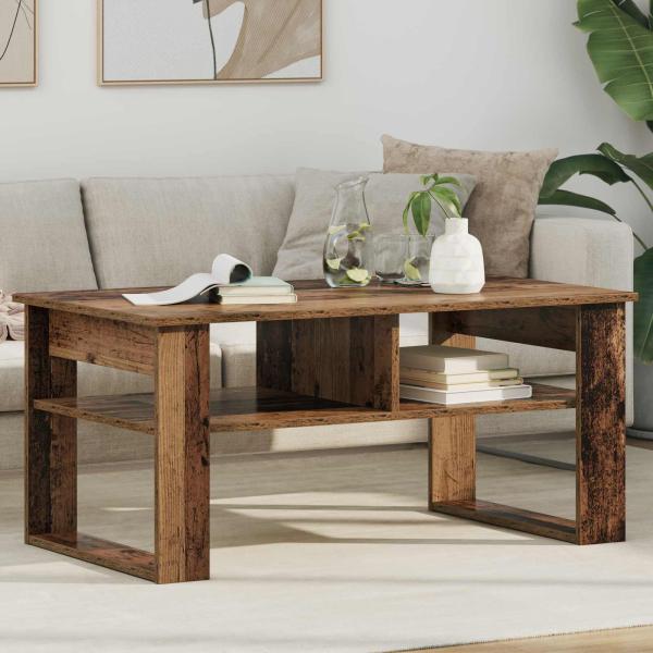 ARDEBO.de - Couchtisch mit Speicher Altholz 96 x 54 x 44 cm Holzwerkstoff