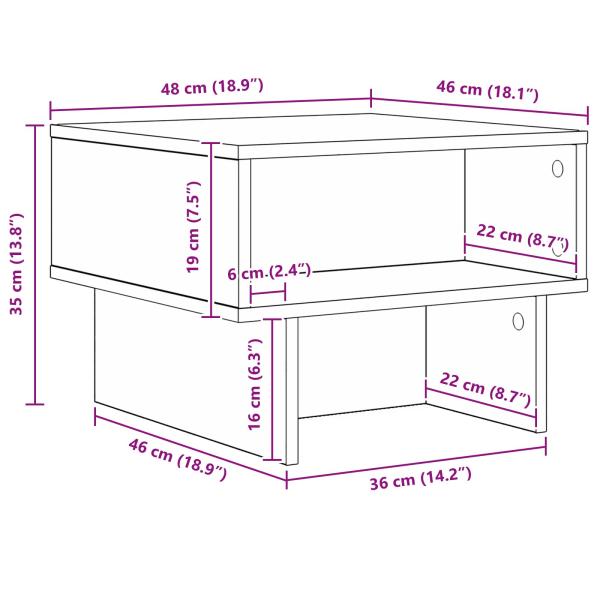 Couchtisch Schwarz Eichen-Optik 48 x 46 x 35 cm Holzwerkstoff