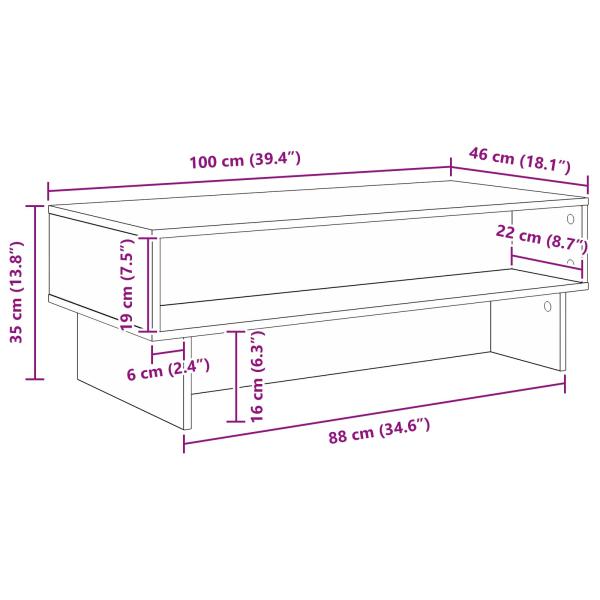 Couchtisch Beton Grau 100 x 46 x 35 cm Holzwerkstoff