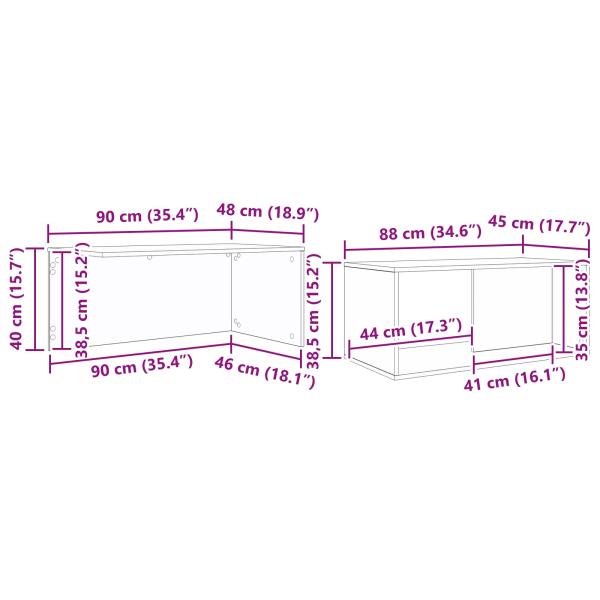 Kaffeetisch Set 2 Stk. Artisan-Eiche 90 x 48 x 40 cm