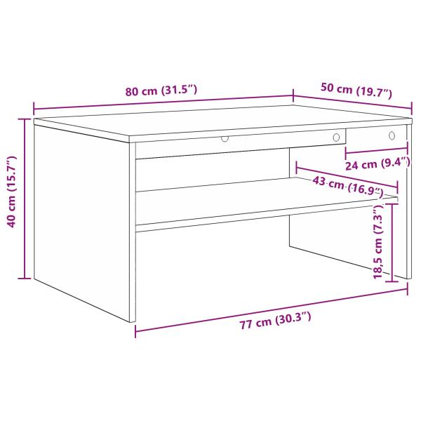 Couchtisch Beton Grau 80 x 50 x 40 cm Holzwerkstoff