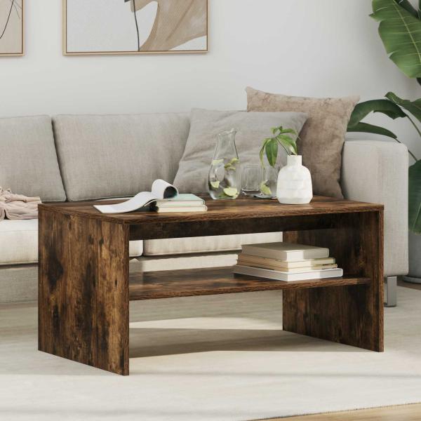 ARDEBO.de - Couchtisch Geräucherte Eiche 80 x 50 x 40 cm Holzwerkstoff