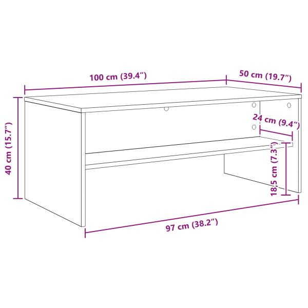 Couchtisch Schwarz Eichen-Optik 100 x 50 x 40 cm Holzwerkstoff