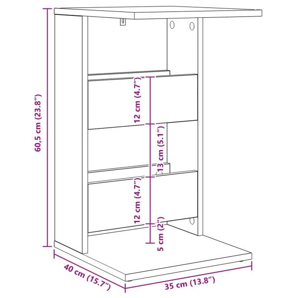 Beistelltisch Schwarz Eichen-Optik 40 x 35 x 60,5 cm