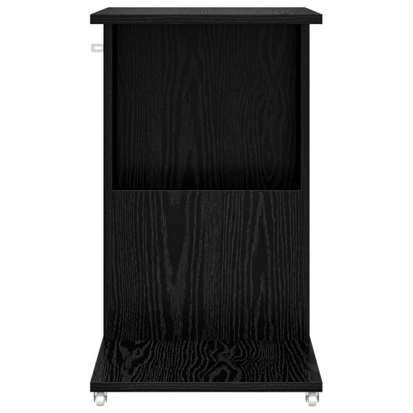 Beistelltisch Mit Rad Schwarz Eichen-Optik 40 x 35 x 60 cm