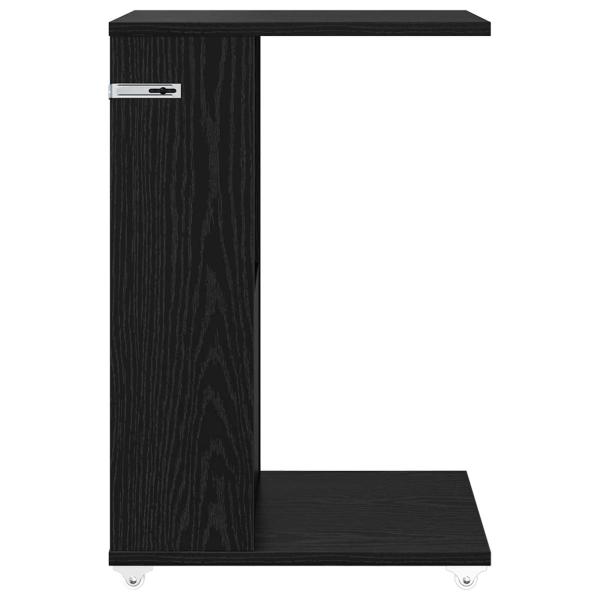 Beistelltisch Mit Rad Schwarz Eichen-Optik 40 x 35 x 60 cm