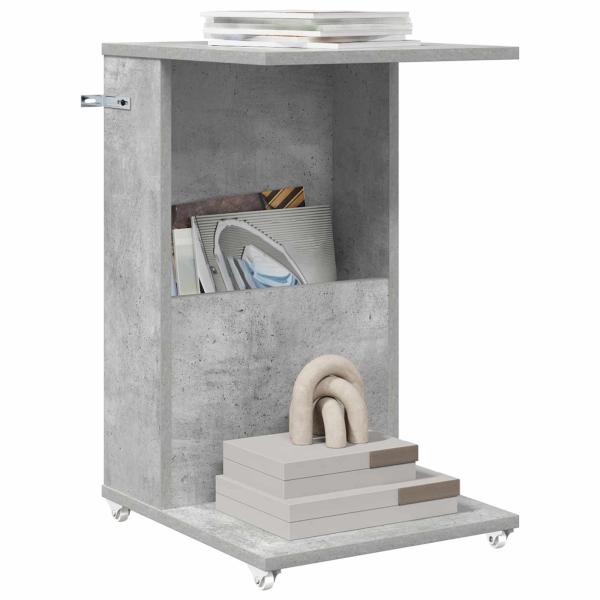 Beistelltisch Mit Rad Beton Grau 40 x 35 x 60 cm Holzwerkstoff
