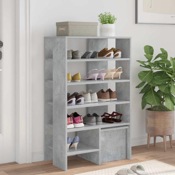 ARDEBO.de - Schuhschrank mit Regal 2 pcs Beton Grau Holzwerkstoff