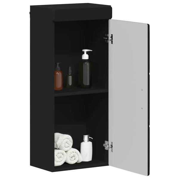 Badezimmer-Wandschrank mit Tür TULUM Schwarz 37 x 24,5 x 86 cm