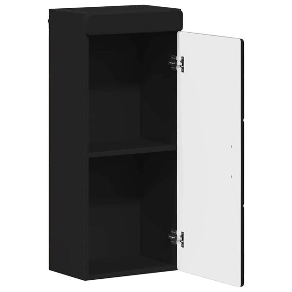 Badezimmer-Wandschrank mit Tür TULUM Schwarz 37 x 24,5 x 86 cm