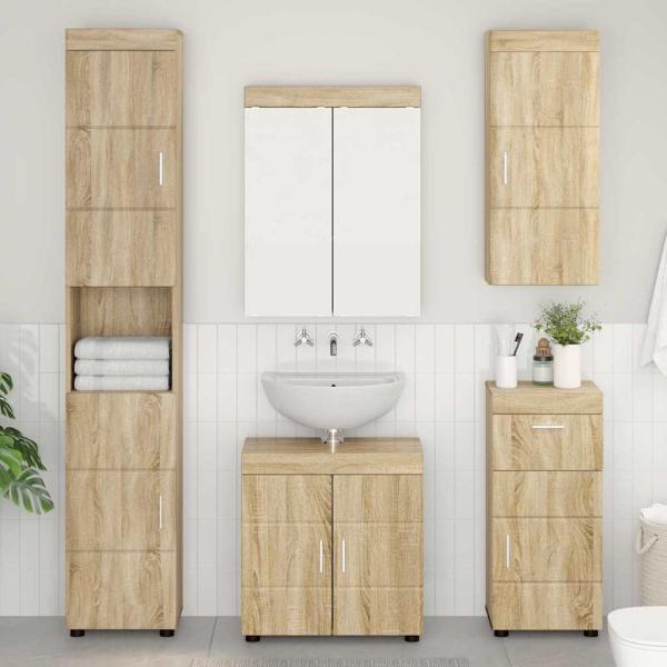 ARDEBO.de - Badezimmer-Wandschrank TULUM Sonoma-Eiche 37 x 24,5 x 86 cm