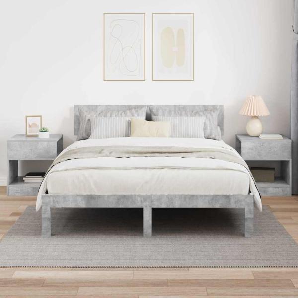 Beistelltisch 2 pcs Beton Grau 40,5 x 40 x 45 cm Holzwerkstoff