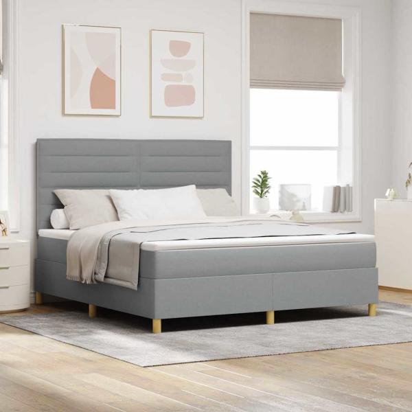 Boxspringbett mit Matratze Hellgrau 180 x 200 cm Stoff