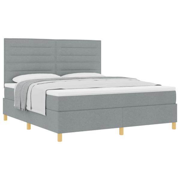 Boxspringbett mit Matratze Hellgrau 180 x 200 cm Stoff
