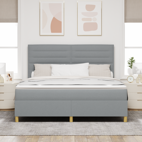 Boxspringbett mit Matratze Hellgrau 180 x 200 cm Stoff