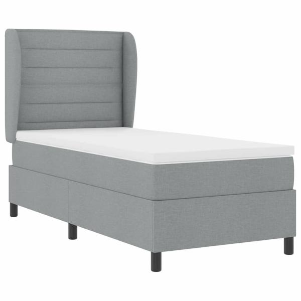 Boxspringbett mit Matratze Hellgrau 90 x 200 cm Stoff