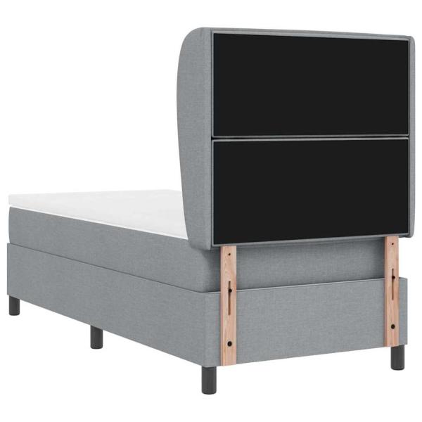 Boxspringbett mit Matratze Hellgrau 90 x 200 cm Stoff